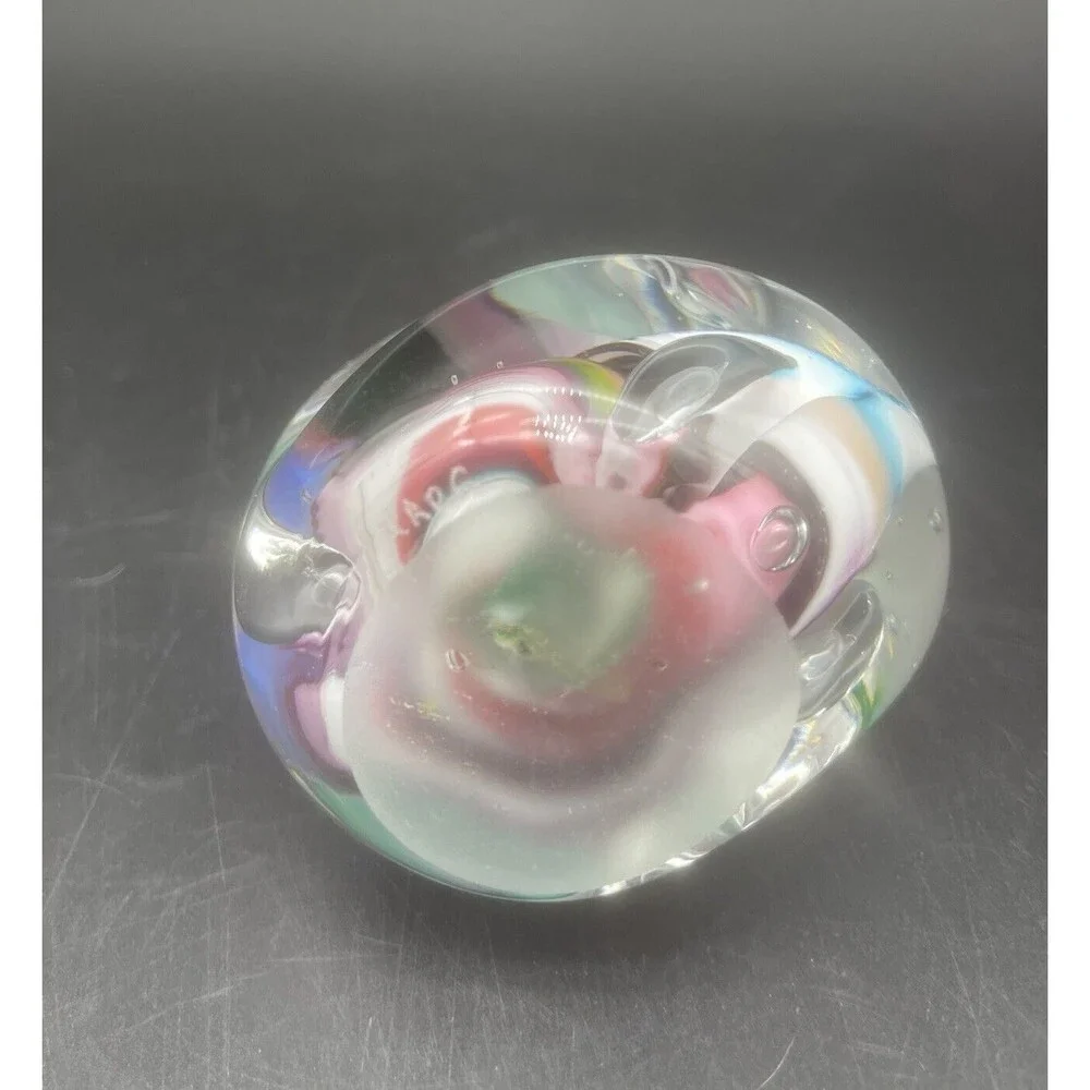 VTG Karg Multi Color Twisted Signed Paperweight‎ 3.5” Tall 9 “ Diameter